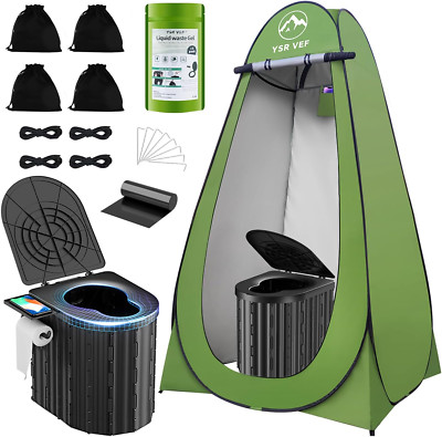 Camping Toilet with Pop-Up Privacy Tent and Liquid Waste Gel, Portable Toilet fo