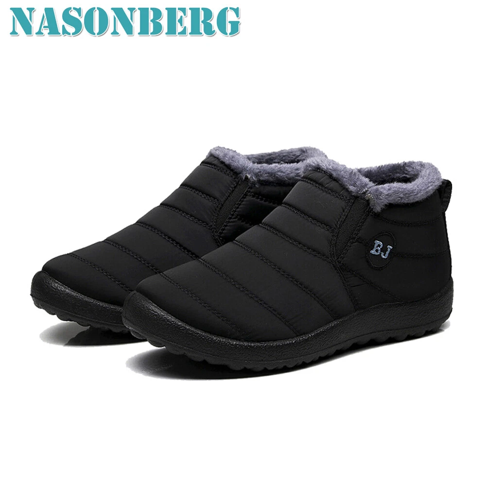 Mens Snow Boots Warm Fur Lined Ankle Waterproof Slip On Outdoor Winter Shoes Mens Snow Boots Warm Fur Lined Ankle Waterproof Slip On Outdoor Winter Shoes