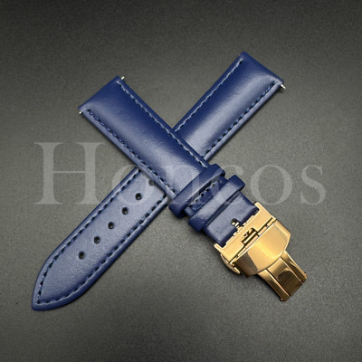 20 22 MM Blue Leather Watch Strap Band Quick Release Clasp Fits for Huawei