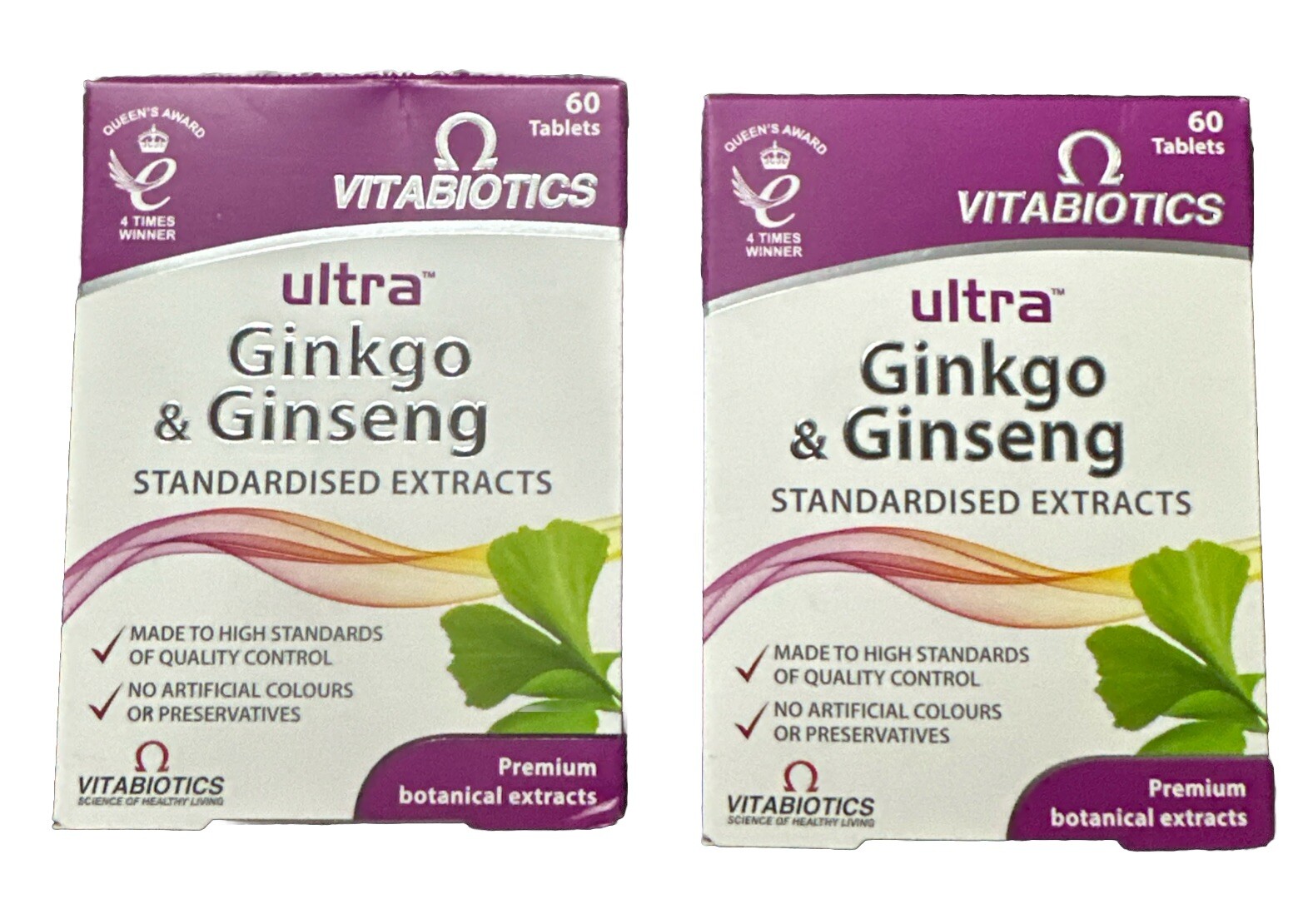 2 X  Vitabiotics Ultra Ginkgo and Ginseng Tablets - 60 Count  BB:12/27.