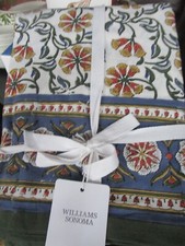 Williams Sonoma Large Scale Block Printed Tablecloth 70 X 108 cotton New