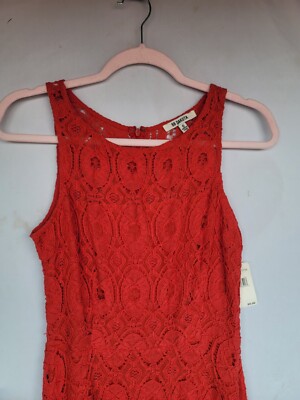 BB Dakota Dress Nwt Womens Red Crochet Size 6 Cotton Nylon Boho 0006 | eBay