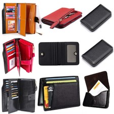 Men Women Leather Credit Card Holder RFID-Blocking Zipper Pocket Wallet US