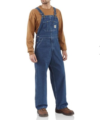 blue carhartt overalls