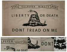 3x5 Embroidered Don't Tread On Me White Culpeper 100% Cotton Flag 3'x5' 2 Clips