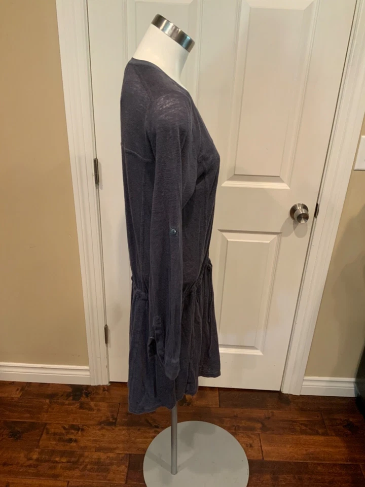 Mini Vestido Vince Azul Oscuro Manga Larga Henley Talla Mediana Foto 3 de 4