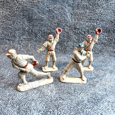Vintage 1960 s 4 Ajax Baseball Player Figures Hard Plastic Toys Cake Toppers