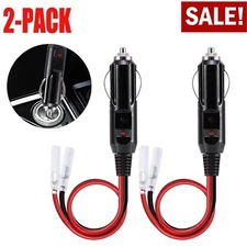2 Pack 12V Fused LED Light Cigarette Lighter Male Plug Replacement with Leads US