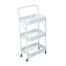 Servierwagen mit Rollen klappbar 3 Etagen mit Griff SVITA Weiß