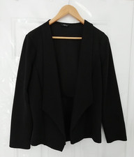 M&co Size 16 Black Ribbed Stretchy Open Blazer Jacket Cover Occasion Ladies