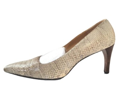 Rare Vintage GUCCI Snakeskin Python Pump Tan Heels Women's 1012469 Gucci Sz 