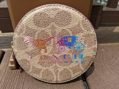 Coach Rexy & Carriage Tan 🦖 T-Rex Round Coin Case Card Holder