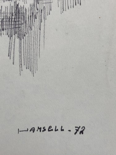Ancien dessin plume sur papier, signé Marcel Hamsell couple enlacé 1972 Judaïca - Photo 4/4