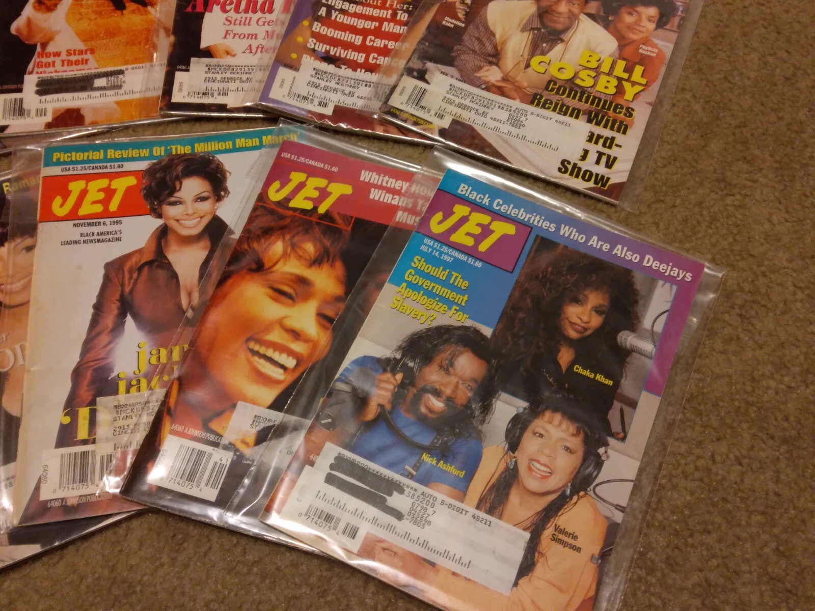 11 Lot Jet Magazines Michael Jackson, Aretha, Whitney, OJ, Janet, Chaka ...