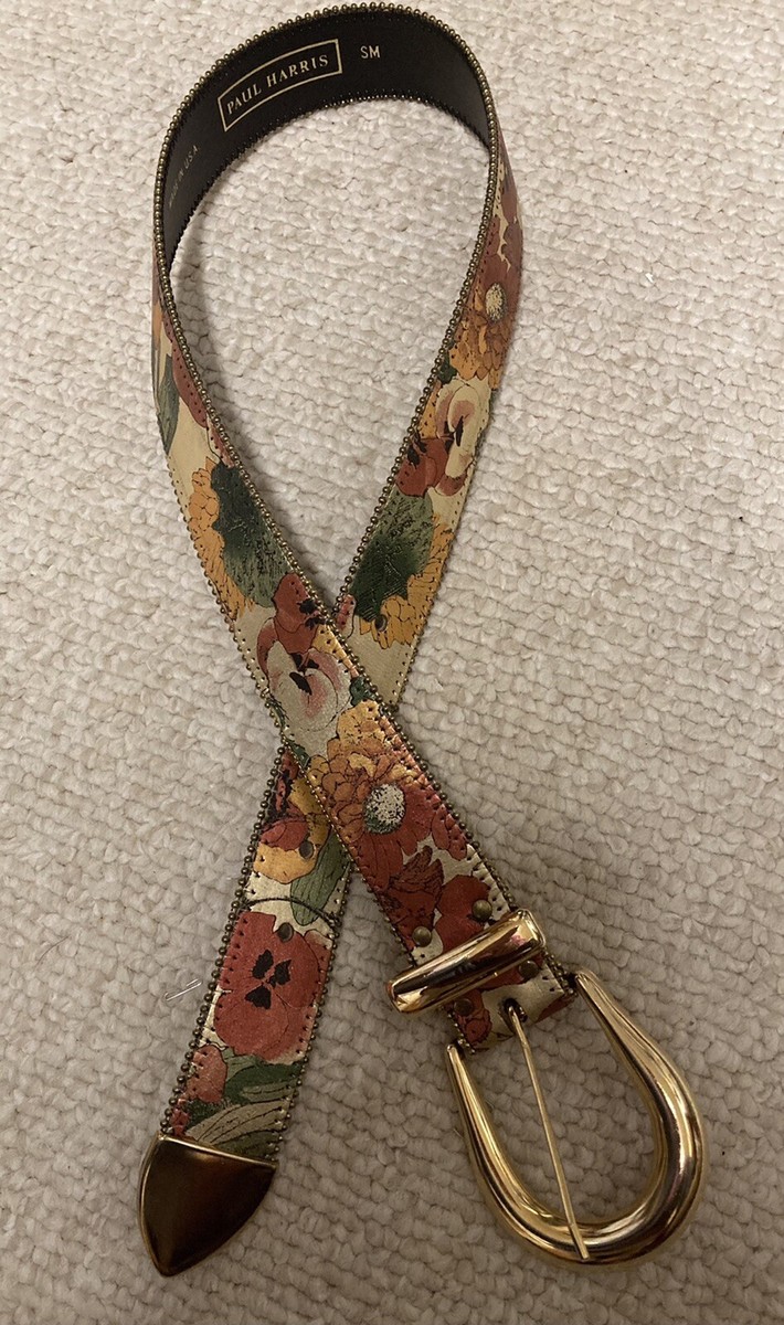 Paul Harris Belt Sz Sm/Med Floral With Gold Buckle &Gold  display picture 3