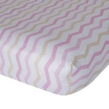 Lambs  Ivy Gingersnap Ellie Fitted Baby Infant Crib Sheet Pink Chevron