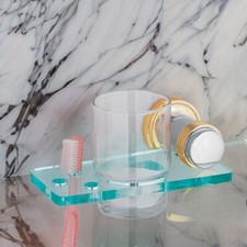Glass Toothbrush Holder Wall Mounted Victorian Spectrum Brass Bracket