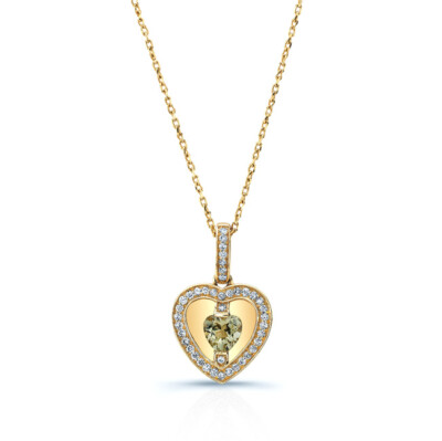 14k Gelbgold schwebender Herzschliff Quarz Diamant Anhänger natürlich Damen 0,89TCW