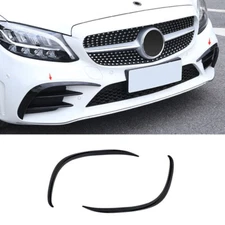 For 2019-2021 Benz C-Class W205 ABS Black Front Bumper Canards Lip Splitter Fins