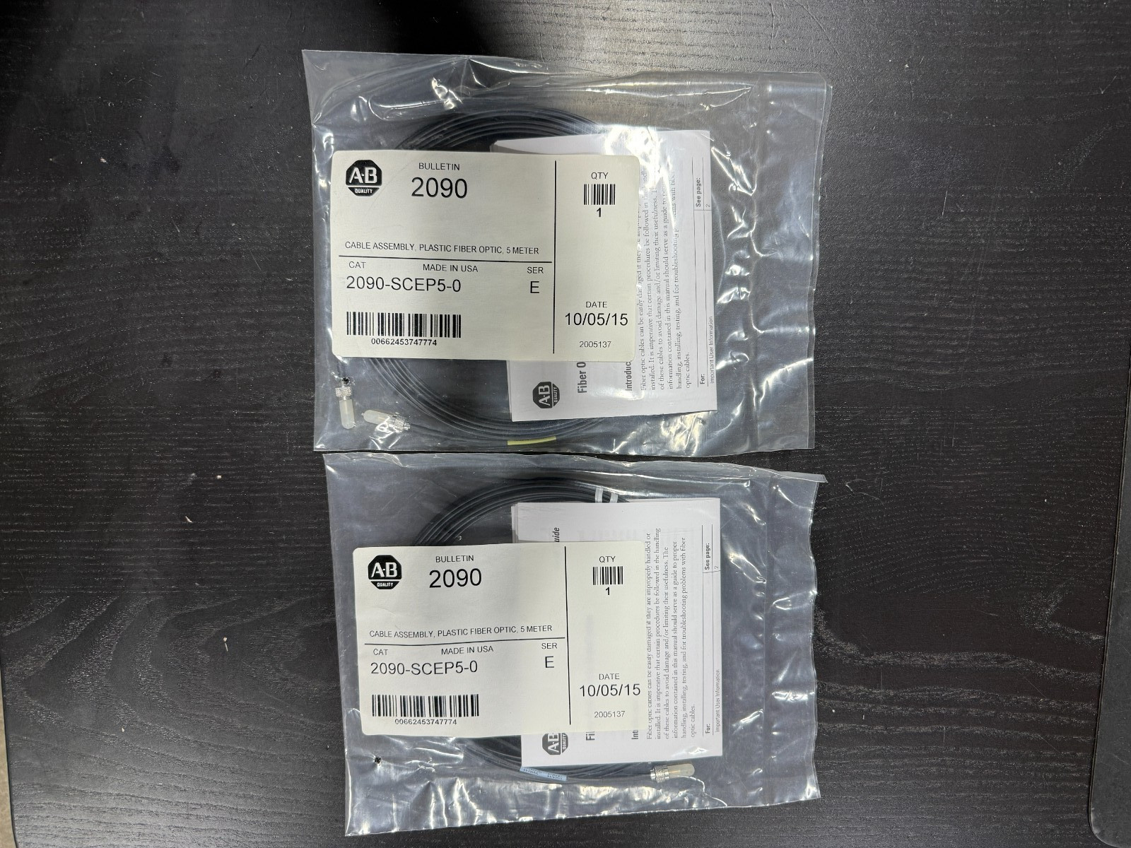 Allen Bradley 2090-Scep5-0 Ser E Fiber Cables (Lot Of 2) -Item#830