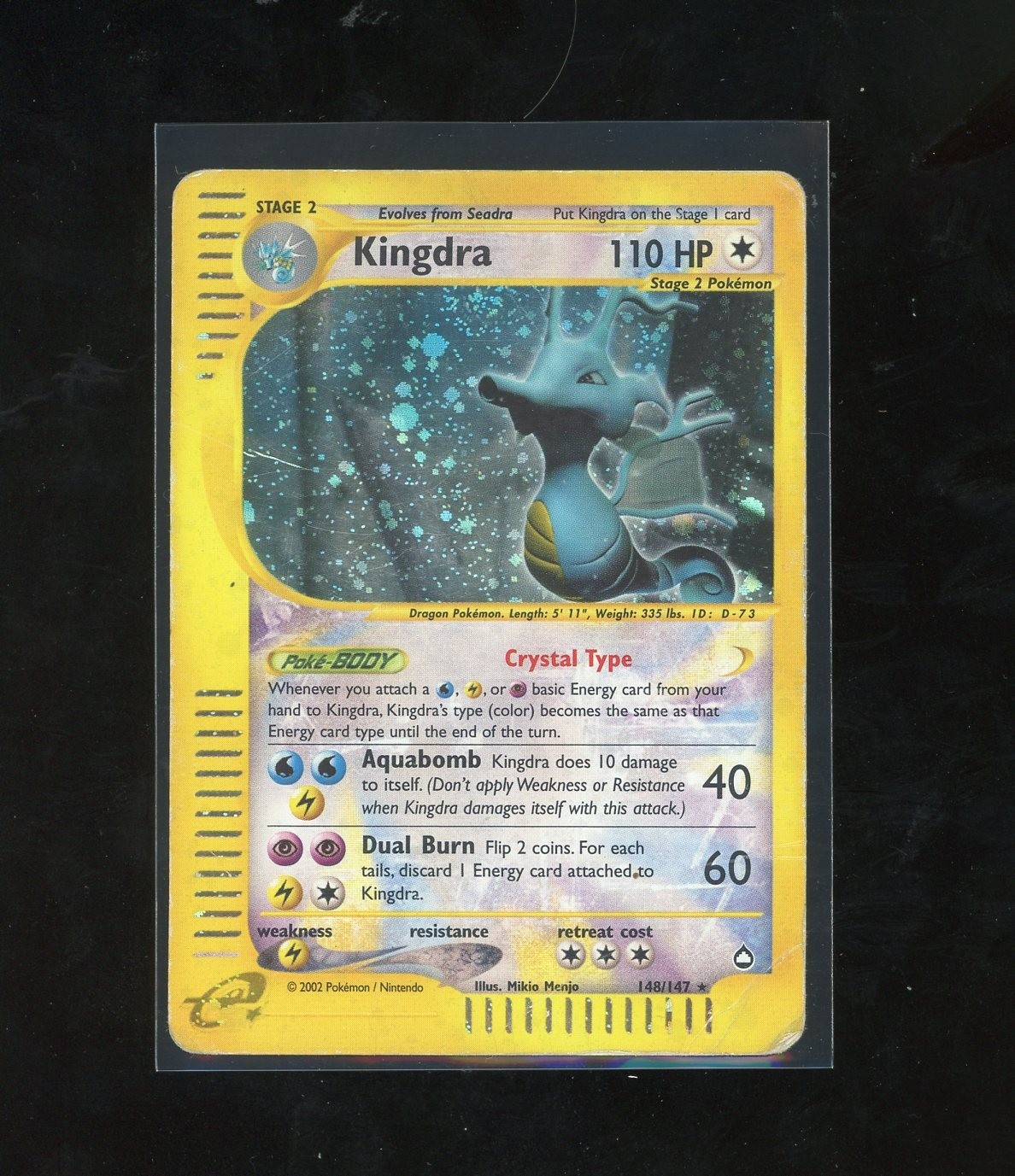 SWIRL 2003 Aquapolis Kingdra Holo Foil Crystal 148/147 Secret Rare Pokemon