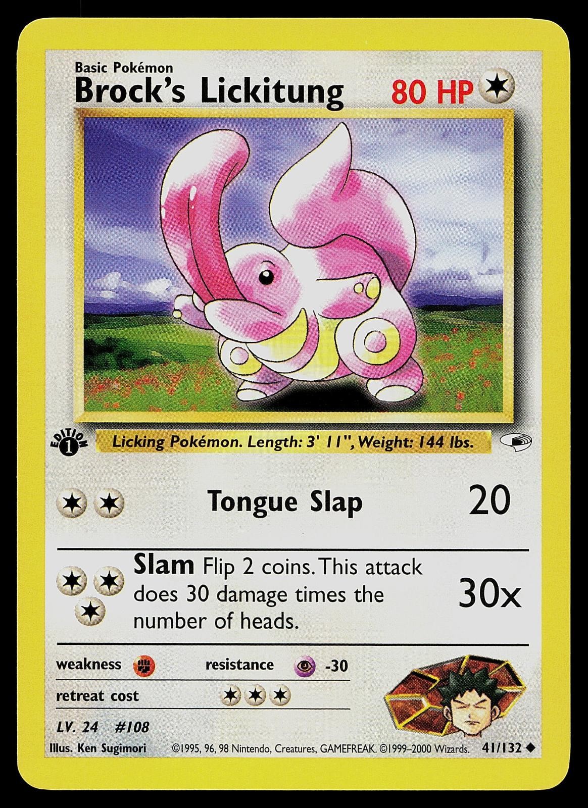 Pokemon Card - Brock's Lickitung Gym Heroes 41/132 1st Edition Uncommon