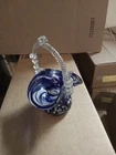 Vintage Murano Art Glass Cobalt Blue & White