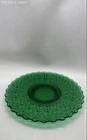 Fenton Green Divided Relish Dish Daisy and Button Pattern Pressed Glass Vintage