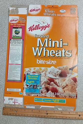 1997 Microsoft Promotion Frosted Mini Bite Sized Wheats Cereal Empty Box - Picture 8 of 9