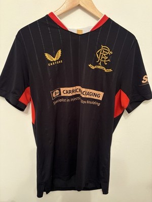 Rangers Castore 2021/22 Black Match Worn Reserve Away Shirt Back Size Medium