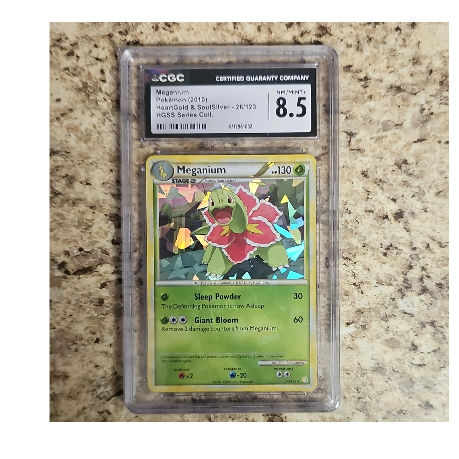 Meganium HeartGold & SoulSilver 26/123 English Pokemon TCG CGC 8.5 Holo 2010