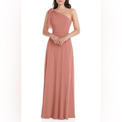 After Six One-Shoulder Evening Gown in Desert Rose, Size 4