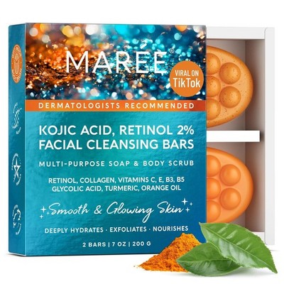 MAREE Kojic Acid Soap & Scrub - Brightening Kojic Acid and Turmeric Soap for Dar
