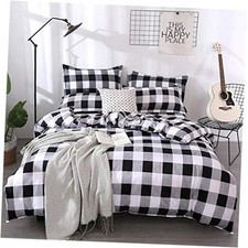 Farmhouse Buffalo Checked Bedding Set Black Plaid Comforter Queen Gray White