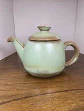 Vtg MCM Frankoma Pottery Plainsman Prairie Green Teapot Tea Pot 6T MINT