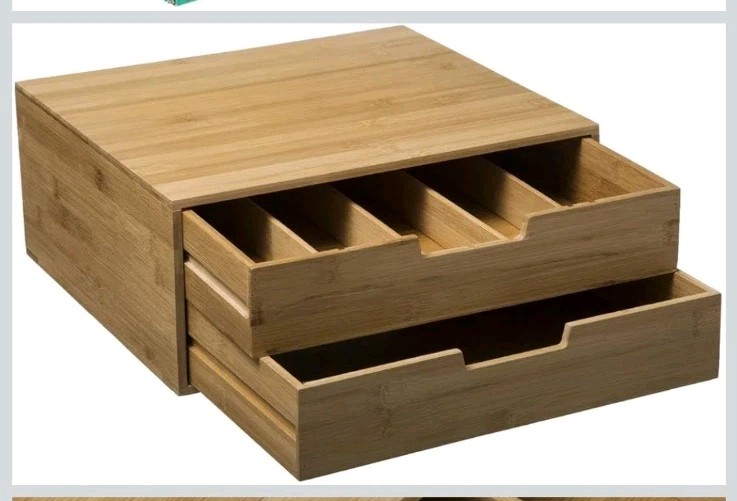 5five Simply Smart capsule rack with 2 drawers, coffee capsule holder, bamboo image 2