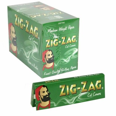 100x Zick Zag Green Blättchen Standard Normalgröße Zigaretten Rauchen (voll)