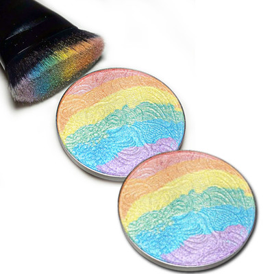 2x Rainbow Prism Face Powder Eyeshadow Palette Shimmer Blush Contour Highlighter