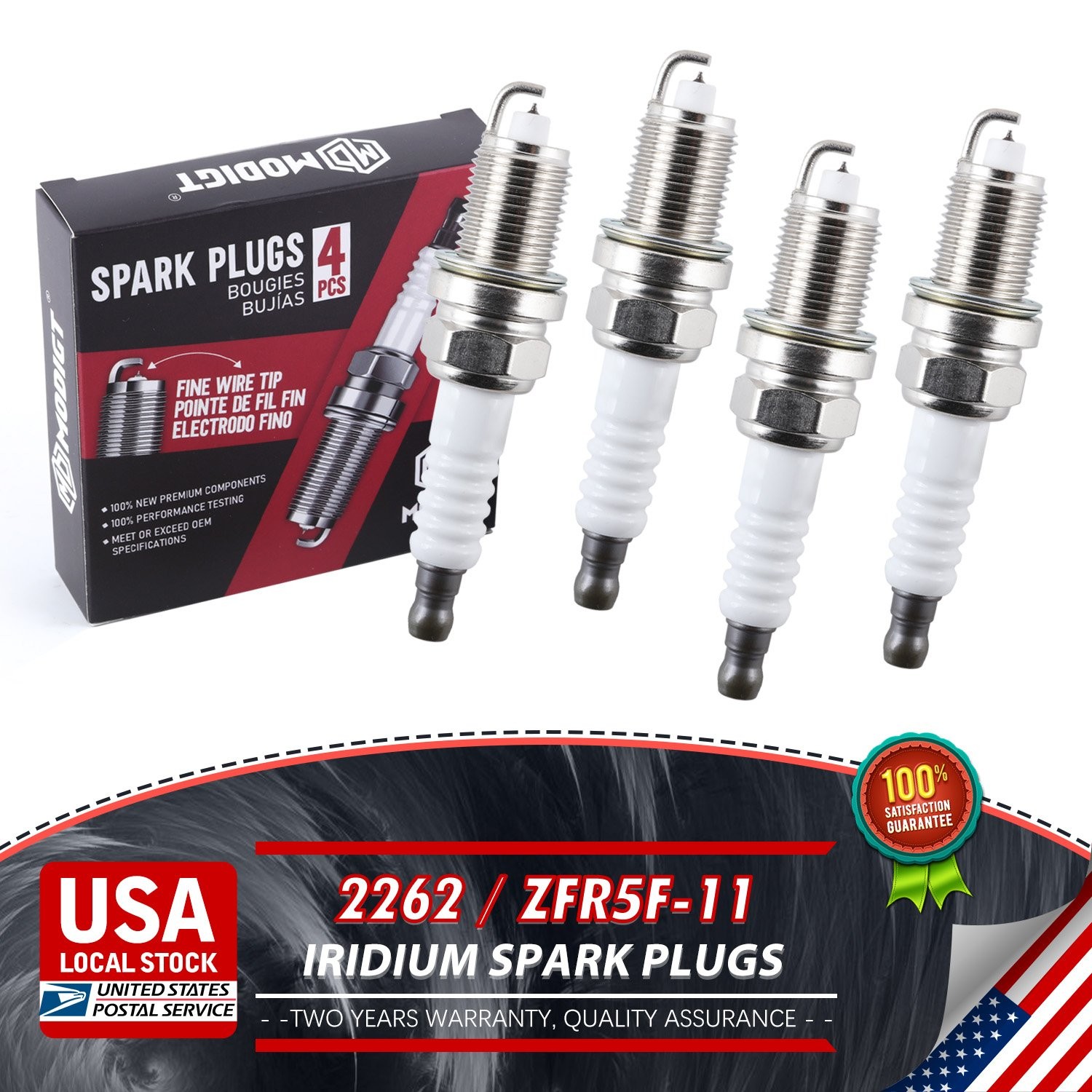 4 pcs Fit NGK 2262 ZFR5F-11 Iridium Spark Plugs for SP0ZFR5F11 RC9MC4 RC12MCC4