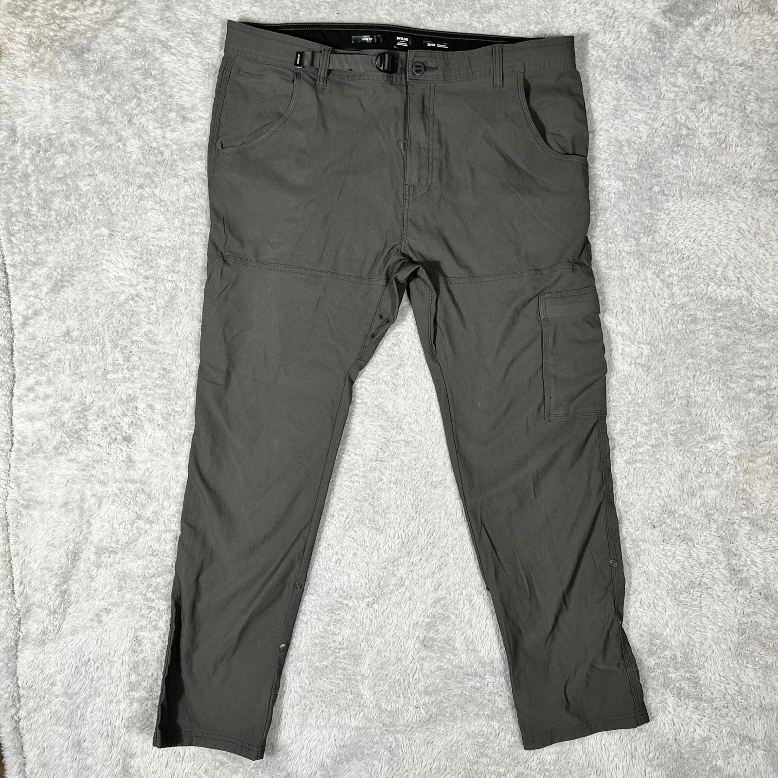 Prana Zion Slim Fit Hiking Pants Mens 38x30 Charcoal Gray Stretch Cargo Outdoor