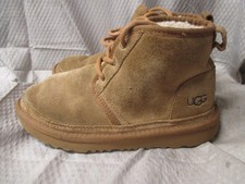 UGG Neumel Chestnut Brown Suede Lined Laced Up Boots Kid's Size 2