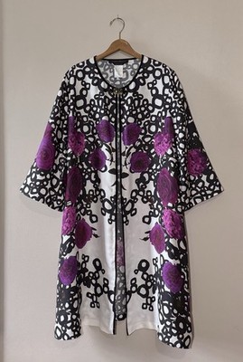 Marina Rinaldi Floral Duster Coat Size 29 (US 20) Silk Blend Jacket