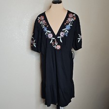 Asos Maternity 10 Floral Embroidered Black Faux Wrap Dress