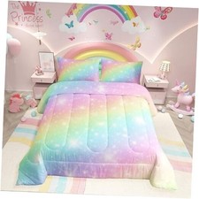Rainbow Bedding Set for Kids Girls Teens Women Tie Dye Pastel Twin Multi 68