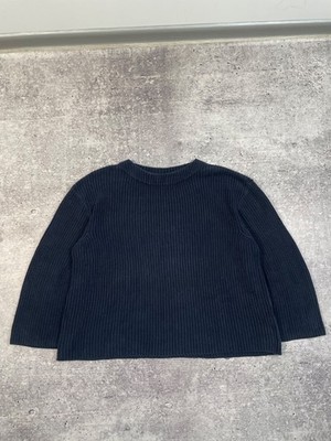 Norse Projects Baggy Cropped Heavy Cotton Navy Sweater Y2K