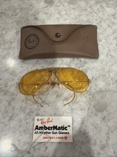 Vintage Ray-Ban B L Sunglasses Yellow AmberMatic Lenses USA READ