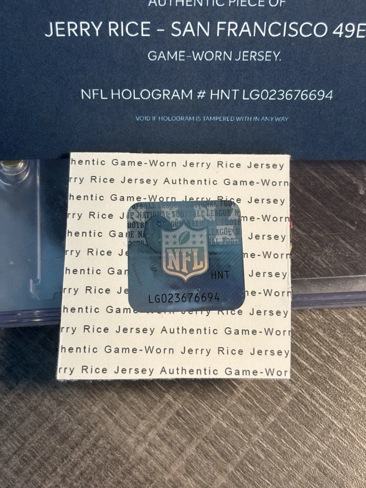 JERRY RICE GAME USED WORN PATCH NFL COA HOLOGRAM SAN FRANCISCO 49ERS HOF GOAT WR - Image 3 of 3
