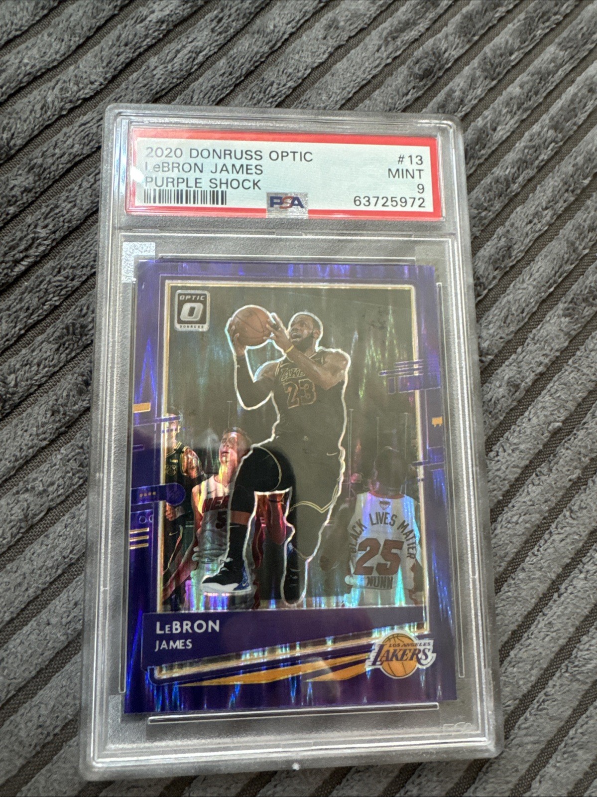 20-21 Donruss Optic Purple Shock Prizm LeBron James #13 PSA 9