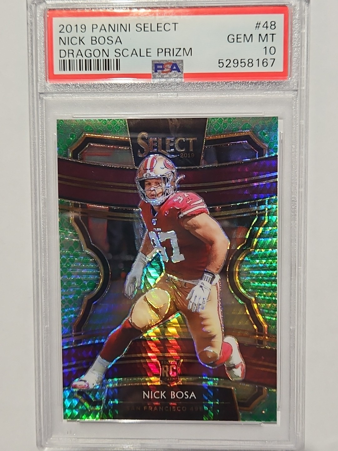 2019 Select Dragon Scale Nick Bosa /88 PSA 10 RC San Francisco 49ers #48 Rookie