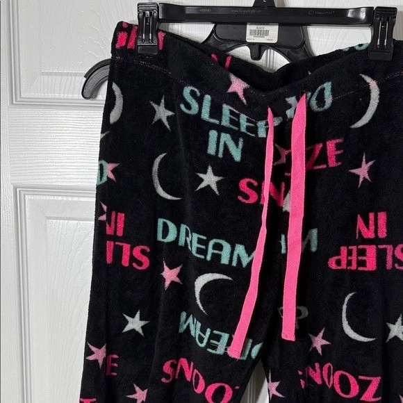Secret Treasures Black Pajama Pants with Pink and White Text - Image 2 of 4